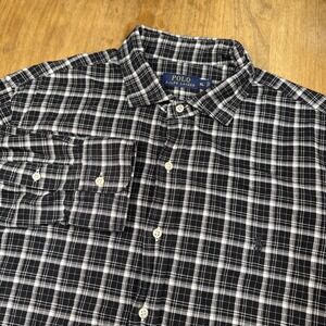 Polo Ralph Lauren Long Sleeve Button Down Shirt Men's XL Black/White Plaid